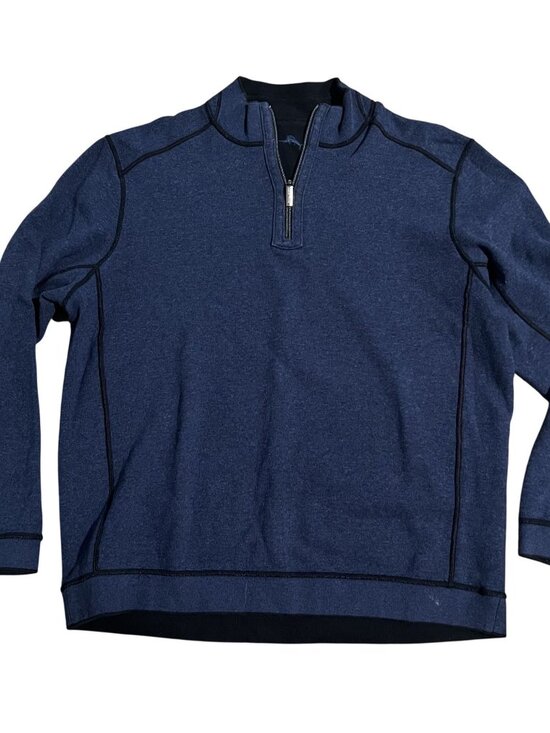 Tommy Bahama Navy 1/4 Zip Pullover Sweatshirt Mens - Picture 1 of 7
